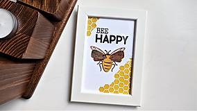 Grafika - Bee HAPPY obrázok v rámiku - 13322796_