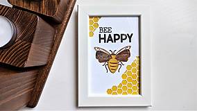 Grafika - Bee HAPPY obrázok v rámiku - 13322798_