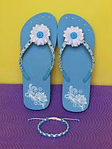 Ponožky, pančuchy, obuv - Plážová letná súprava - modrobiela - 13323524_