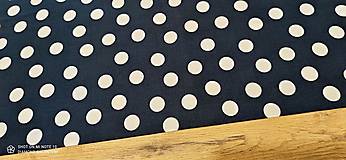 Textil - Bavlnená látka - Bodky biele na tmavo modrom- cena za 10 centimetrov - 13326464_