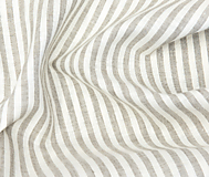 Textil - hrubé béžové pásiky, 100 % predpraný ľan - 13327579_