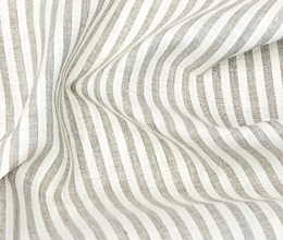 Textil - hrubé béžové pásiky, 100 % predpraný ľan - 13327579_