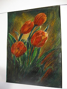 Kresby - Podvečerné tulipány - 13327126_