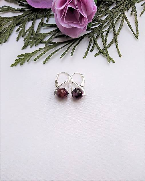 Náušnice - Náušnice - lepidolit v striebre Ag925/1000 - 13328365_