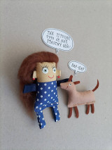 Dievčatko a psíček - textilné magnetky (na objednávku)