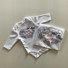 Detské oblečenie - Maľované tričko s ľudovoladený vzorom v tvare srdca a (S nápisom  "malá sestra" / "veľká sestra" (body + tričko)) - 13335484_