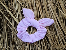 Scrunchies ušatá gumička káro ružová