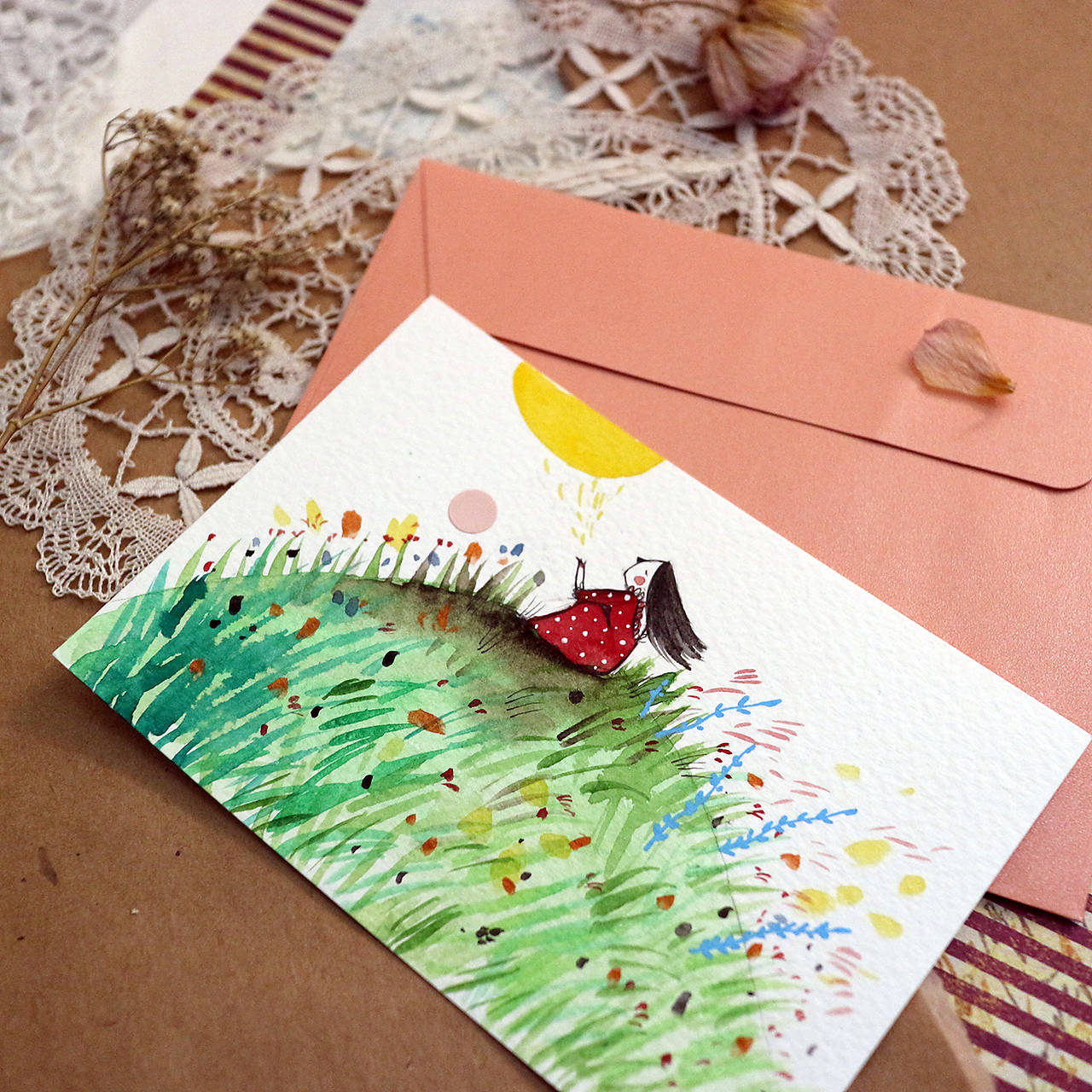 Pošlem ti pohľadnicu II./ originál akvarelový obrázok