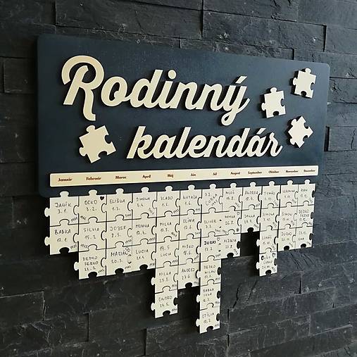  - Rodinný kalendár na stenu – puzzle ANTRACIT (Počet puzzle : 40) - 13336778_