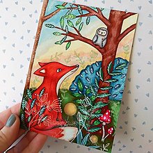 Papiernictvo - Líška a sovka v čarovnom lese-pohľadnica - 13341253_