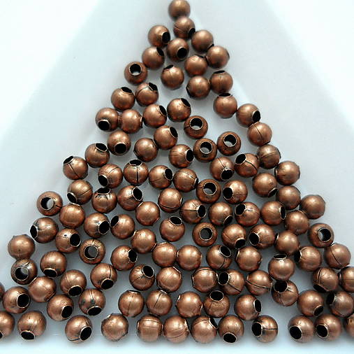 Kovové korálky-medená tmavá (3mm-50ks)
