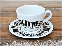 Nádoby - Porcelánová šálka s podšálkou na kávu - Piano - 13342798_