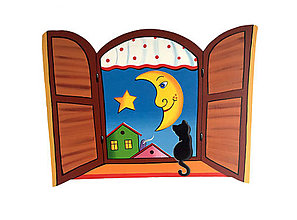 Dekorácie - Nástenna dekoracia ze dreva nočné okienko - 13345035_