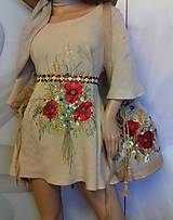 Šaty - Ľanové, ručne maľované šaty " Lúčna kytica s makmi " - 13346331_