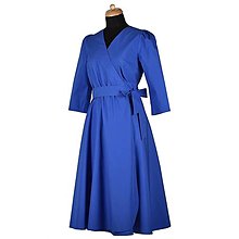 Šaty - GRÉTA - zavinovacie šaty z prémiovej bavlny (Modré) - 13348251_