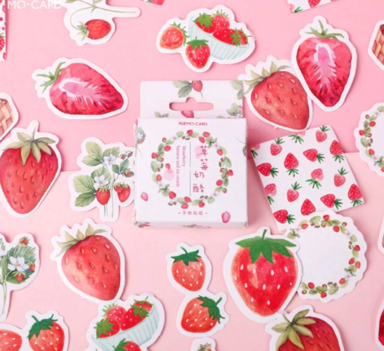 NA104 Krabička nálepiek - jahôdky 45 kusov