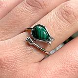 Prstene - Tulip Malachite Ag925 Ring  / Strieborný prsteň s malachitom - 13350476_