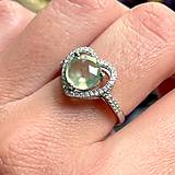 Prstene - Heart Prehnite Zircone Ring Ag925 / Strieborný prsteň s prehnitom a zirkonikmi - 13350538_