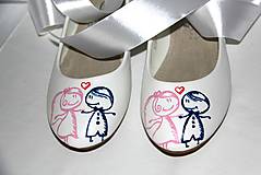 Ponožky, pančuchy, obuv - svadobné balerínky farebné postavičky - 13351740_