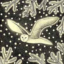 Kresby - Autorský plakát Sova sněží - 13349837_