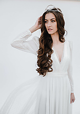 Šaty - Svadobné šaty z bodkovaného tylu s kruhovou sukňou - 13349449_