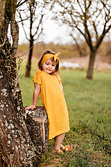 Detské oblečenie - Vzdušné šaty 100% ĽAN mango - 13352880_