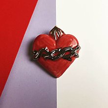 Brošne - I heart U (4x4,5cm - Červená) - 13351867_