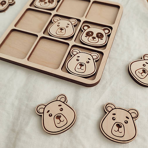 Hračky - Drevené piškvorky - Panda a macko - 13353548_