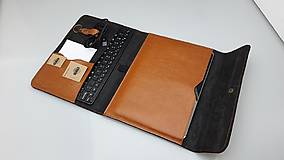 Obaly na tablet - Univerzálne puzdro na tablet a klávesnicu z kože horčicové - 13353470_