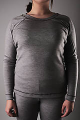 Topy, tričká, tielka - Dámsky merino komplet sivý (raglánový strih) - 13355556_