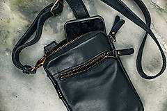 Pánske tašky - Pánska kožená crossbody taška léta II. - čierna - 13353812_