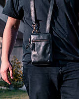 Pánske tašky - Pánska kožená crossbody taška léta II. - čierna - 13353816_