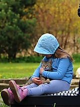 Detské čiapky - Letný detský čepiec Sofia belasý - 13357542_