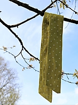 Šatky - Štýlová ľanová šatka bodka na zelenej - 13359531_
