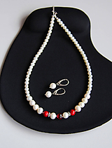 Sady šperkov - Luxusná sada - sladkovodné perly, swarovski srdce - 13358108_