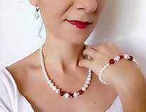 Sady šperkov - Luxusná sada - sladkovodné perly, swarovski srdce - 13358121_
