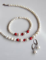 Sady šperkov - Luxusná sada - sladkovodné perly, swarovski srdce - 13358122_