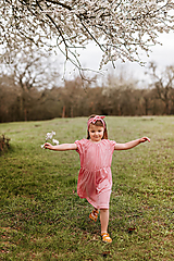 Detské oblečenie - Vzdušné šaty 100% ĽAN pink - 13356656_
