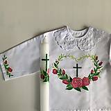 Detské oblečenie - Krstná maľovaná kvetinková košieľka na krst + svieca - 13357014_