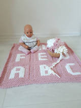 Detský textil - Ružová detská deka - ABECEDA - 13357047_