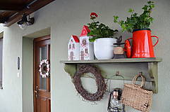 Dekorácie - Domčeky s červenou strechou a kvietkami set - 13362418_