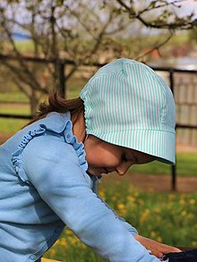 Detské čiapky - Letný detský čepiec pásik zelený - 13361187_