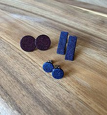 Náušnice - 3D tlačené náušničky trblietavé obdĺžnikové matné modré - 13362035_