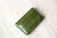 Peňaženky - Kožená minimalistická peňaženka  (Zelená) - 13363635_