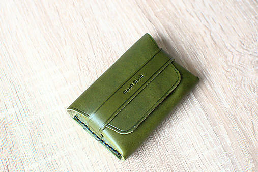 Kožená minimalistická peňaženka  (Zelená)
