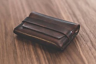 Peňaženky - Kožená minimalistická peňaženka  (Hnedá) - 13363633_