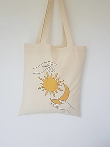 Nákupné tašky - •ručne maľovaná plátená taška - Sun & Moon• - 13361892_