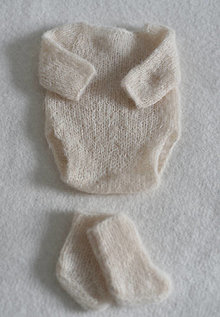 Detské oblečenie - Newborn body s dlhými rukávmi a ponožtičky (Smotanový set 01) - 13361691_