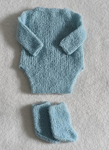 Detské oblečenie - Newborn body s dlhými rukávmi a ponožtičky (Svetlotyrkysový set 15) - 13361700_