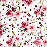 ružové ružičky, 100 % predzrážaná bavlna Španielsko, digitálna tlač, šírka 150 cm
